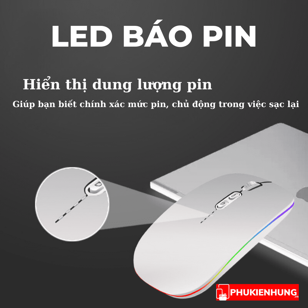 Đèn led báo dung lượng pin của chuột, giúp bạn thuận tiện hơn khi sạc
