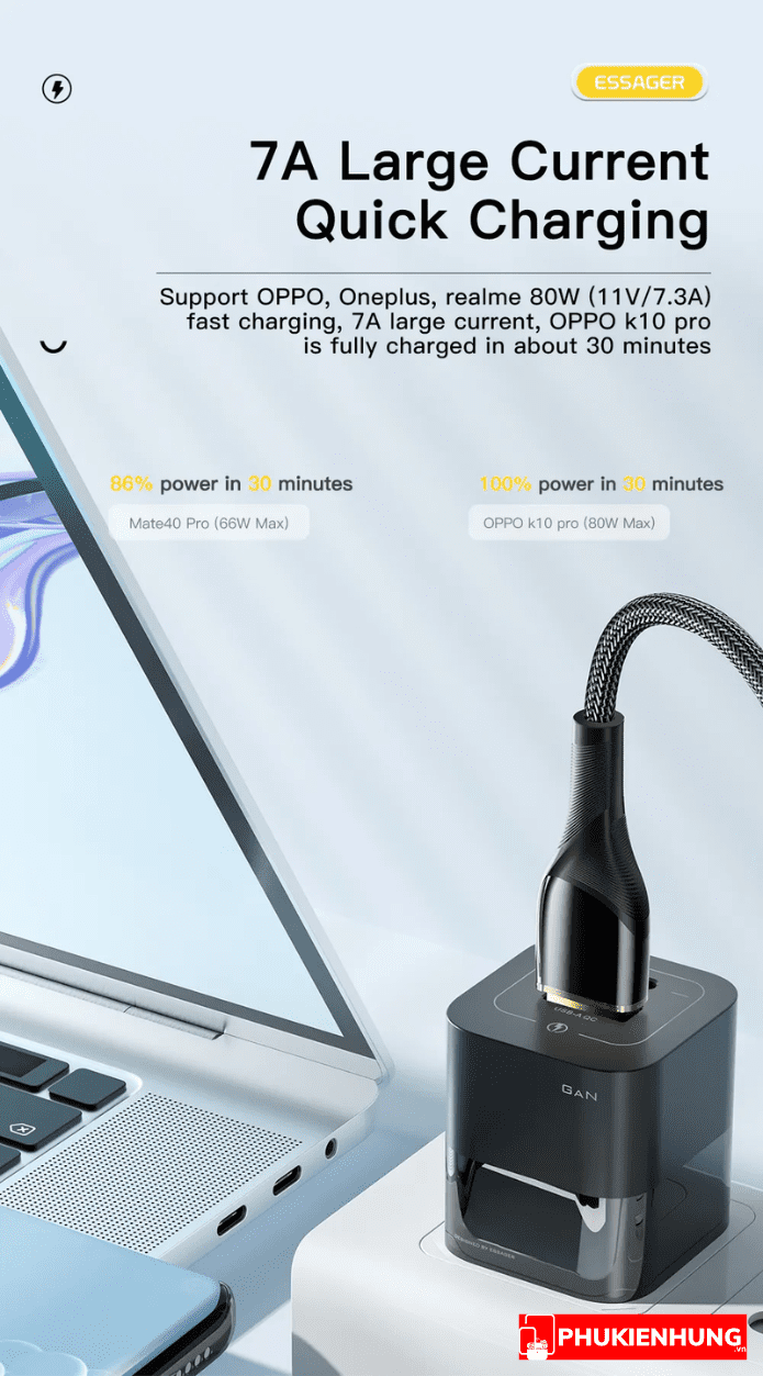 Day cap sac nhanh Essager USB Type C 7A 100W PKH 4